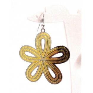 THE LONE FLOWER Earrings - Drop Long Dangling Hook - Classy Fashion - Dual Tone
